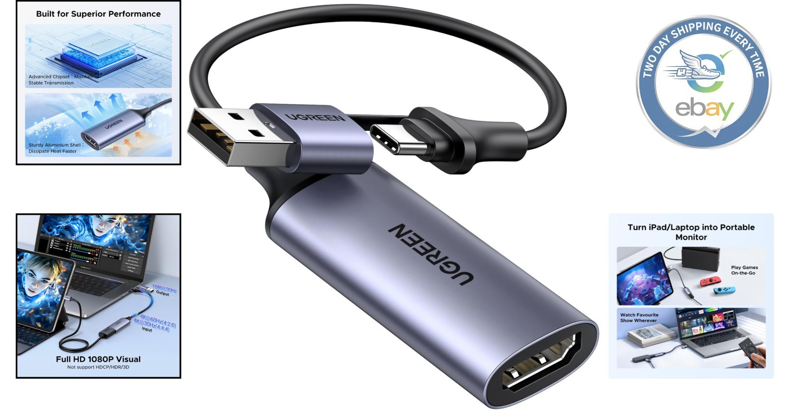 Lightweight 4K HDMI Capture Card – USB-A/C Compatible for Gaming & Streaming