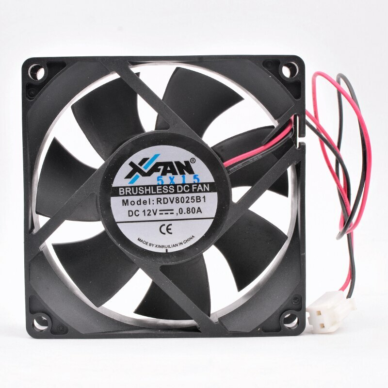RDV8025B1 80mm 80x80x25mm 12V 0.80A 2pin double balls high-volume cooling fan
