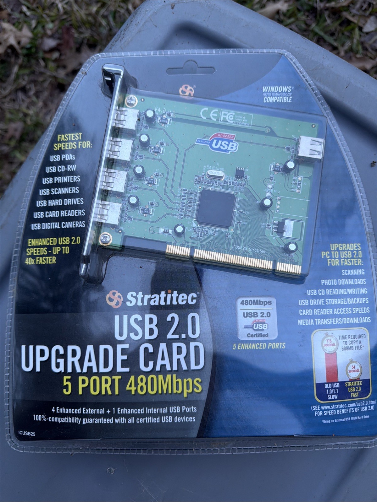 Stratitec USB 2.0 Upgrade Card 5 Port 480Mbps Windows Compatible High Speed