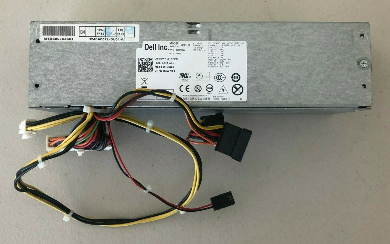 ^Dell H240AS-00, 03WN11, D240A002L, SFF Optiplex 790, 990, 240W PSU *TESTED*
