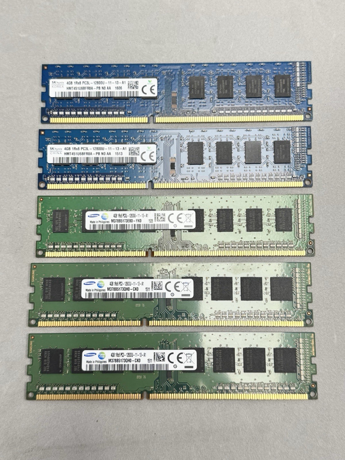 SK HYNIX SAMSUNG 20GB (5x4GB) 1RX8 PC3L-12800U HMT451U6BFR8A-PB M378B5173QH0-CK0