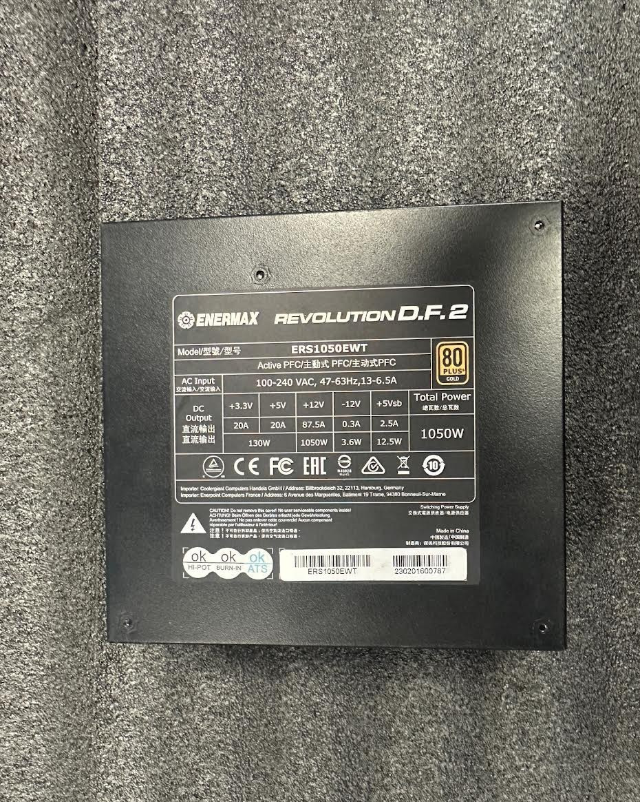 Enermax Revolution D.F. 2 80+ Gold 1050W Fully Modular ATX 3.0 Power Supply-USED