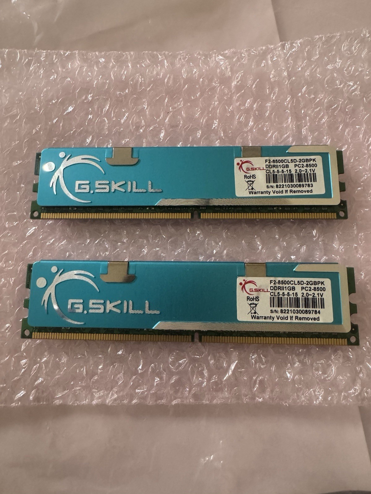G.SKILL DDR2 RAM kit, 2GB (1GB x 2 sticks) PC2-8500 (DDR2-1066), Desktop Memory
