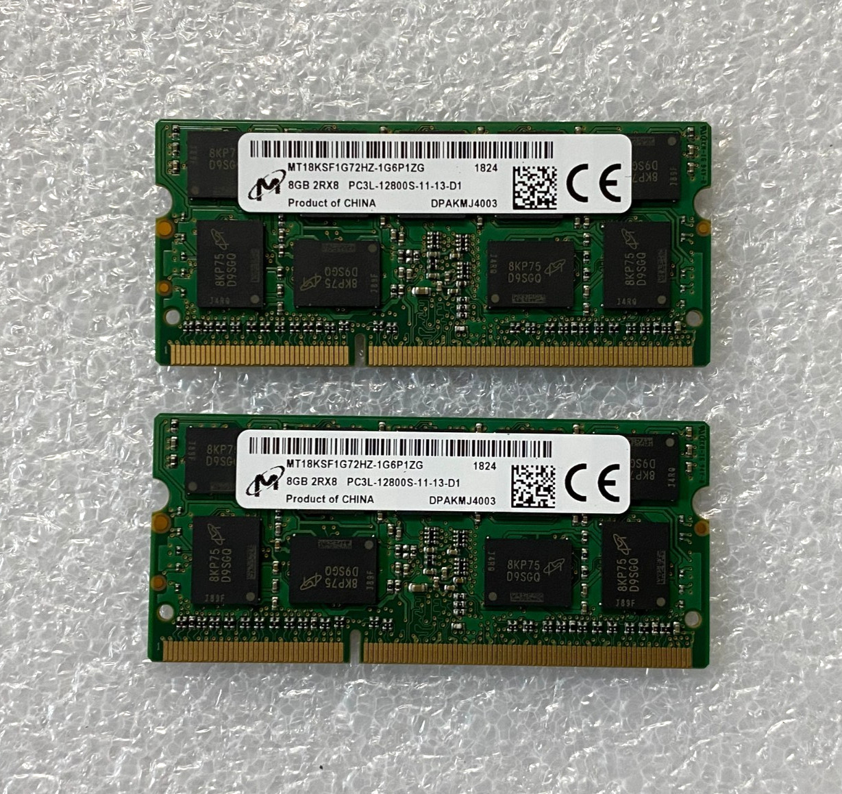 Micron MT18KSF1G72HZ-1G6P1 16GB (2x 8GB) 2Rx8 PC3L-12800S SO-DIMM Laptop Memory