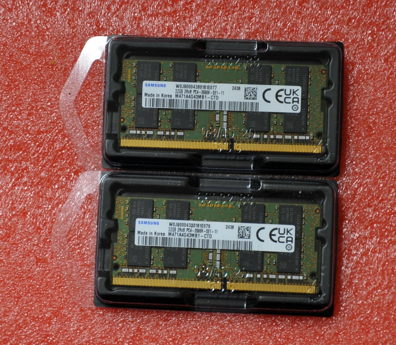 Samsung 64GB 2Rx8 32GBX2 PC4-2666V-SE1-11 DDR4 21300MHz Laptop M471A4G43MB1-CTD