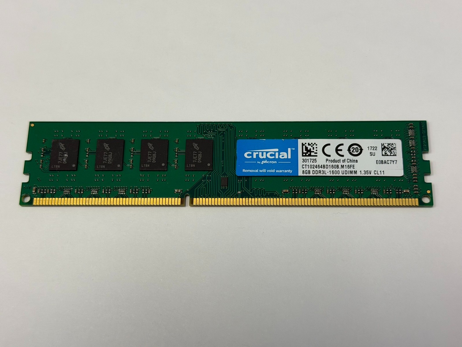 Crucial 8GB (1 Sitck) PC3-12800 DDR3L-1600 PC Memory UDIMM CT102464BD160B.M16FE