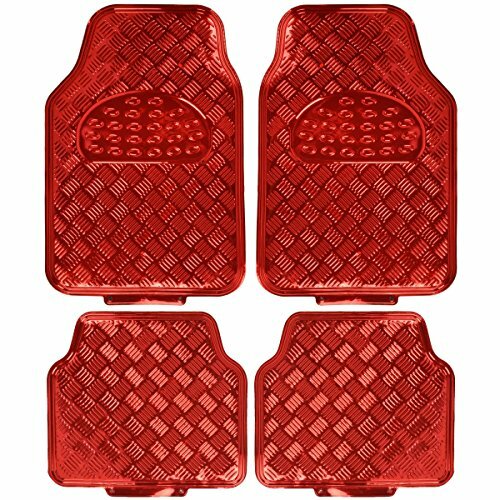 BDK Universal Fit 4-Piece Metallic Design Car Floor Mat – Assorted Colors