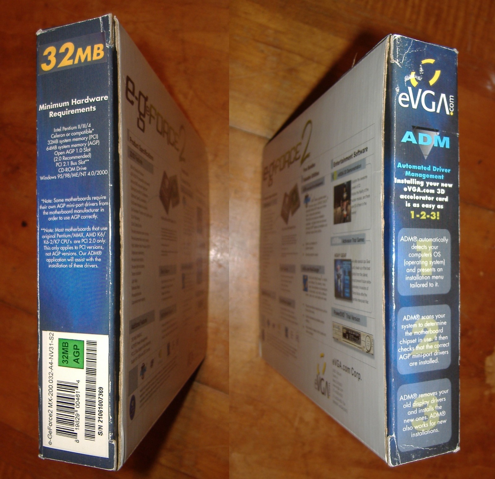NVIDIA eVGA E-Geforce 2 MX200 32MB AGP OPEN BOX VIDEO GRAPHICS CARD VINTAGE