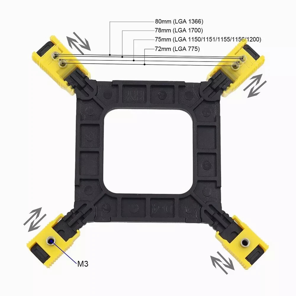 Backplate Bracket Holder for PC CPU Cooling Fan Intel LGA 775 1150 1155 1700