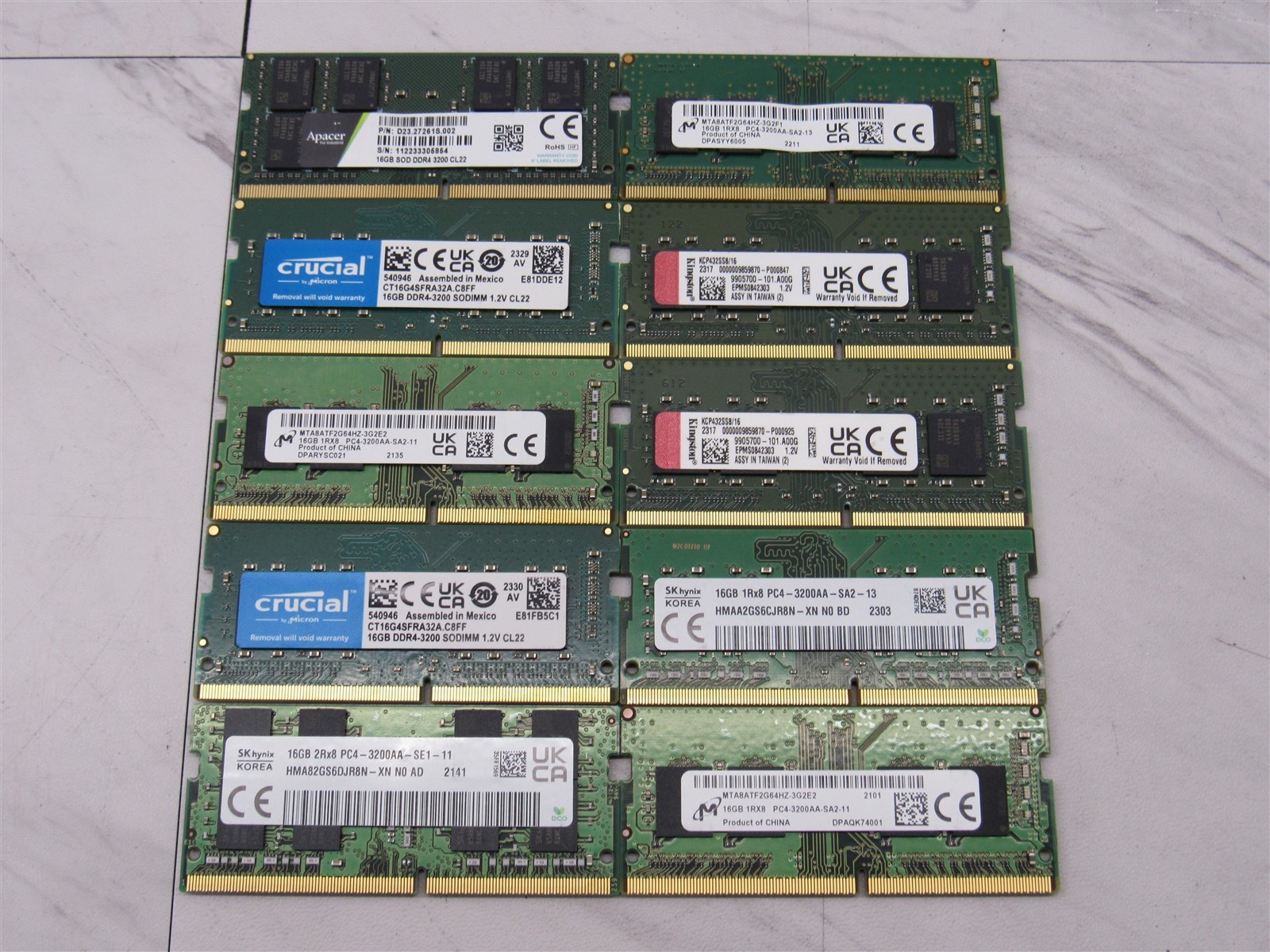 10 LOT – 16GB PC4-3200AA DDR4 25600 SODIMM RAM for LAPTOP – MAJOR BRANDS