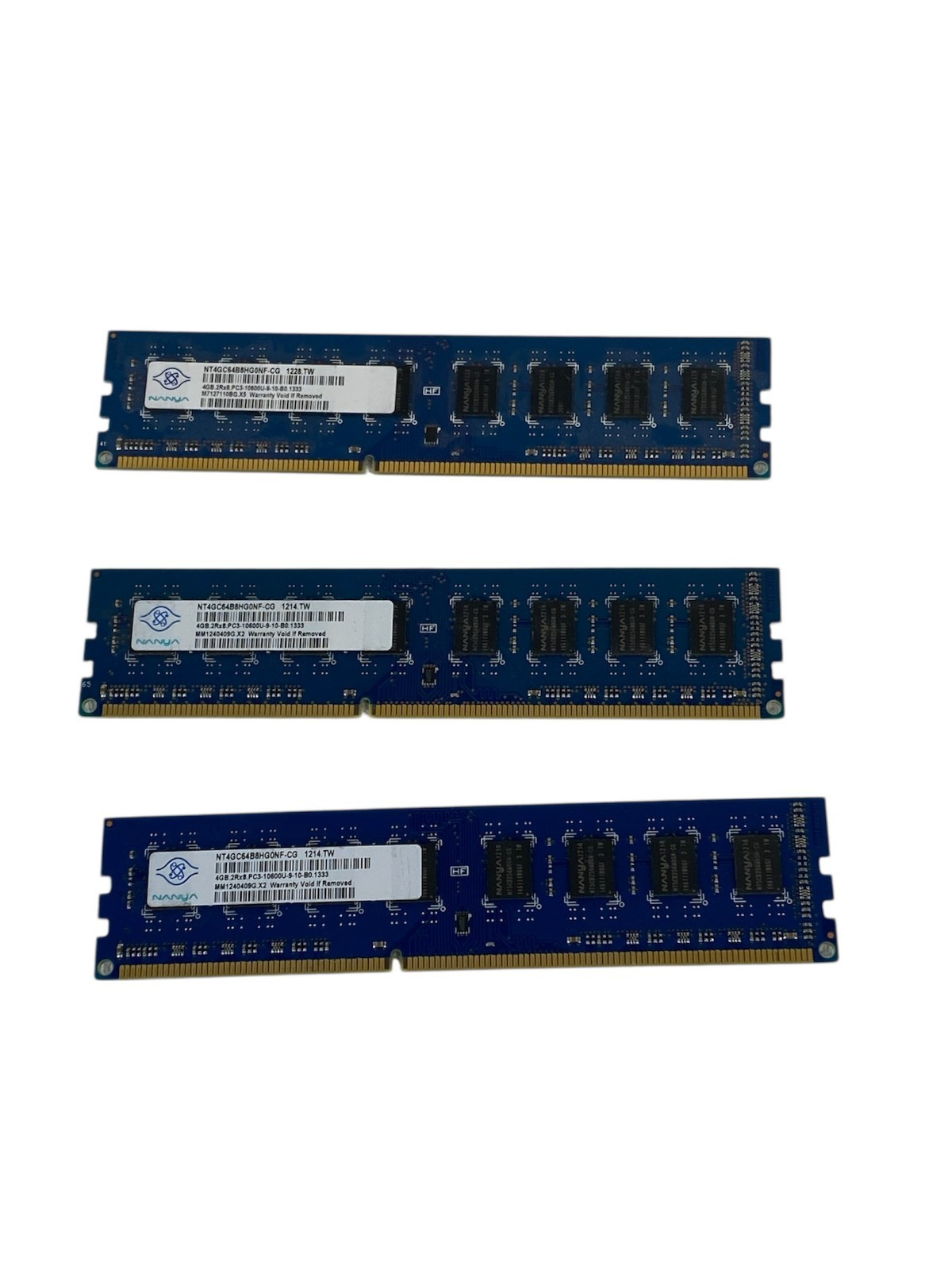 Nanya 4GB 2Rx8 Desktop Memory RAM NT4GC64B8HG0NF-CG PC3-10600U DDR3 Lot of 3
