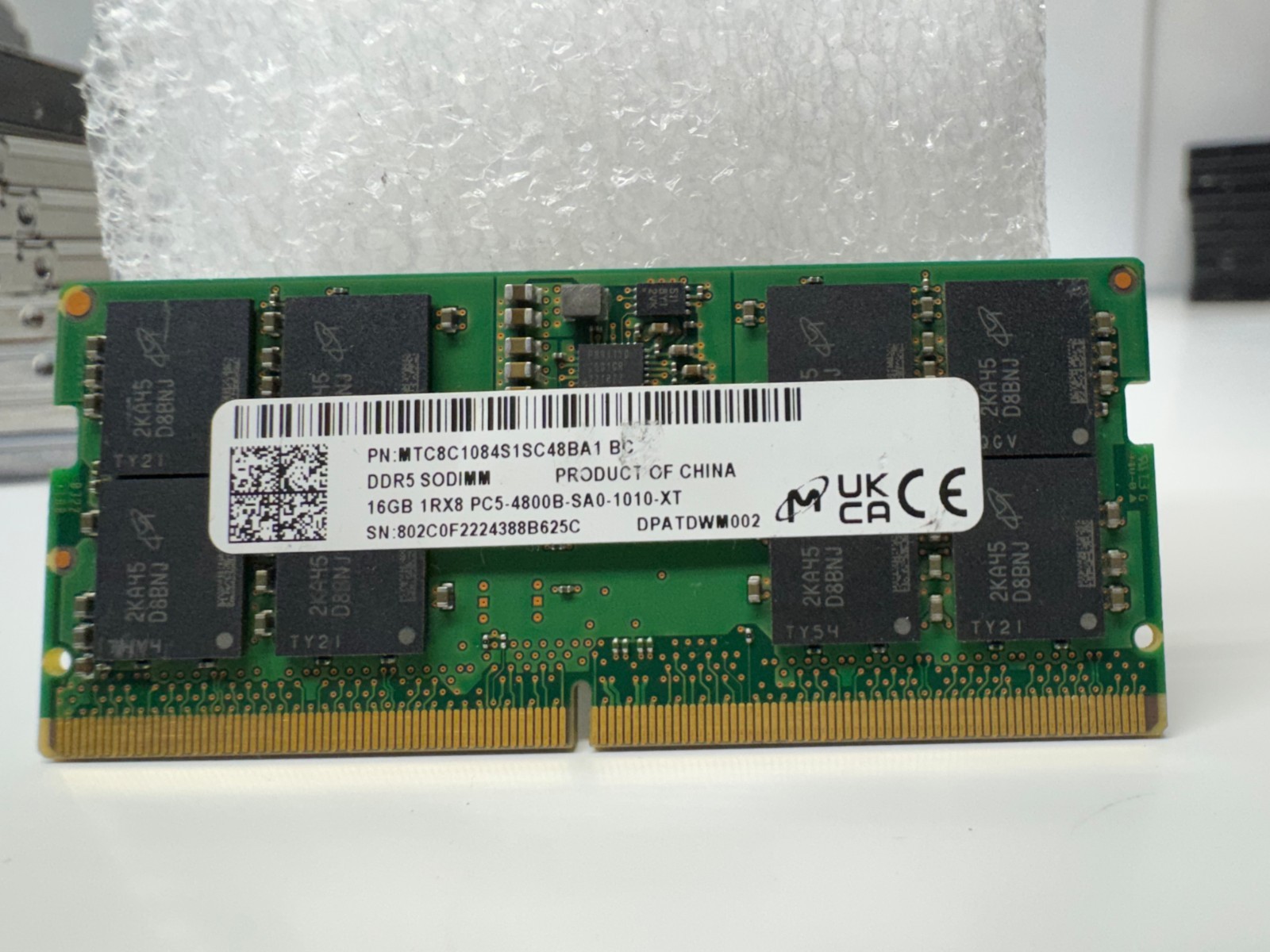 MICRON 16GB (1X16GB) DDR5 4800MHz MTC8C1084S1SC48BA1 LAPTOP MEMORY