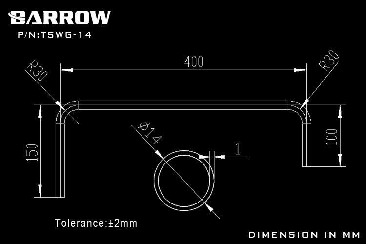 Barrow Chrome Plated Dual Elbow Copper Rigid Tube 14MM TSWG-14