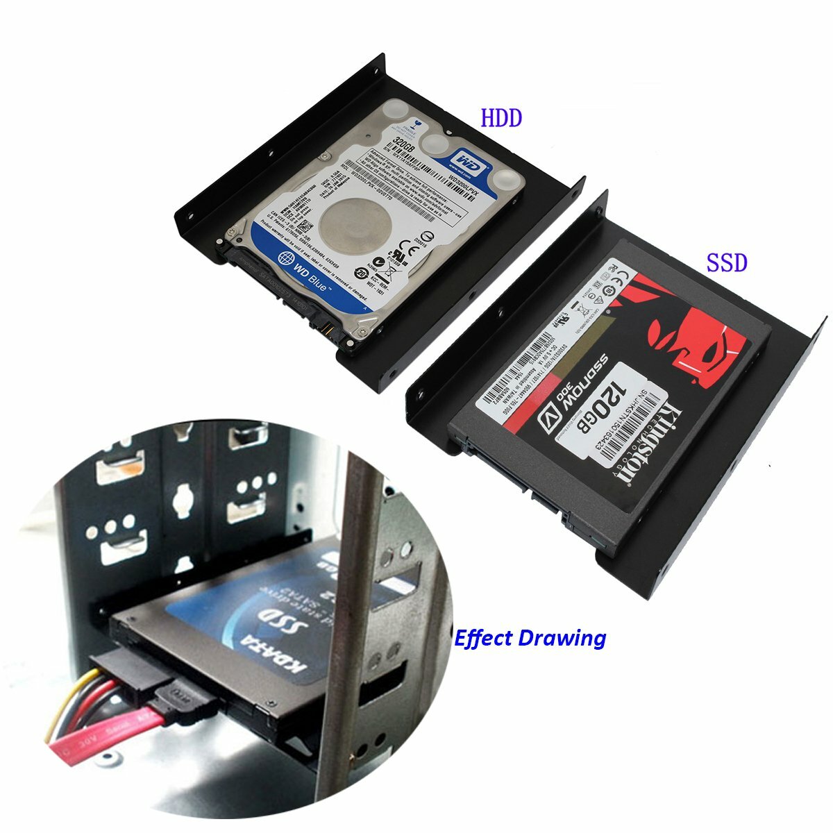 Lot of 4 2.5″ SSD HDD To 3.5″ Metal Bracket Mounting Kit Hard Drive Bay Adapter