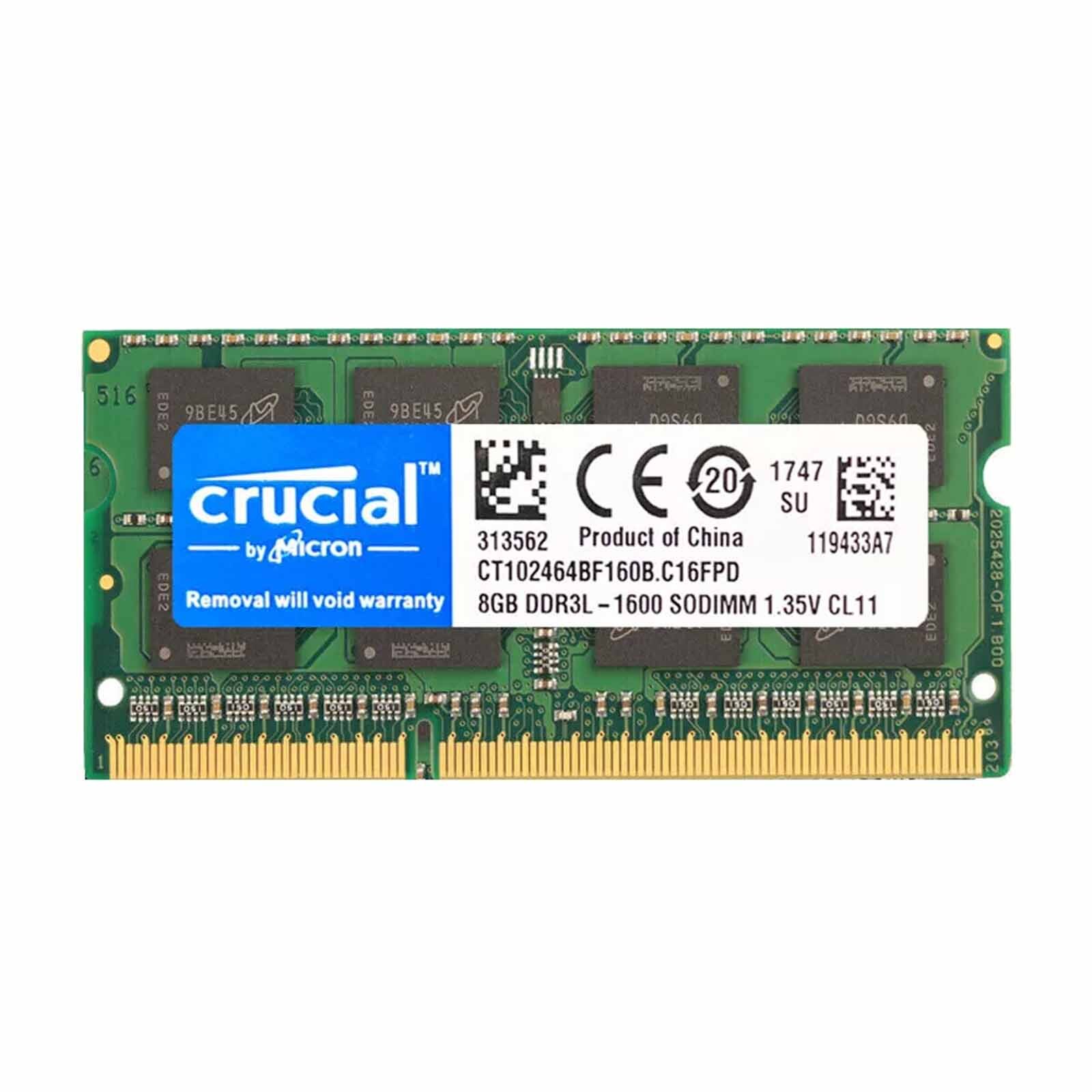 Crucial 16GB (2*8GB) DDR3L 1600MHz PC3L-12800 204Pin SO-DIMM Laptop Memory Lot