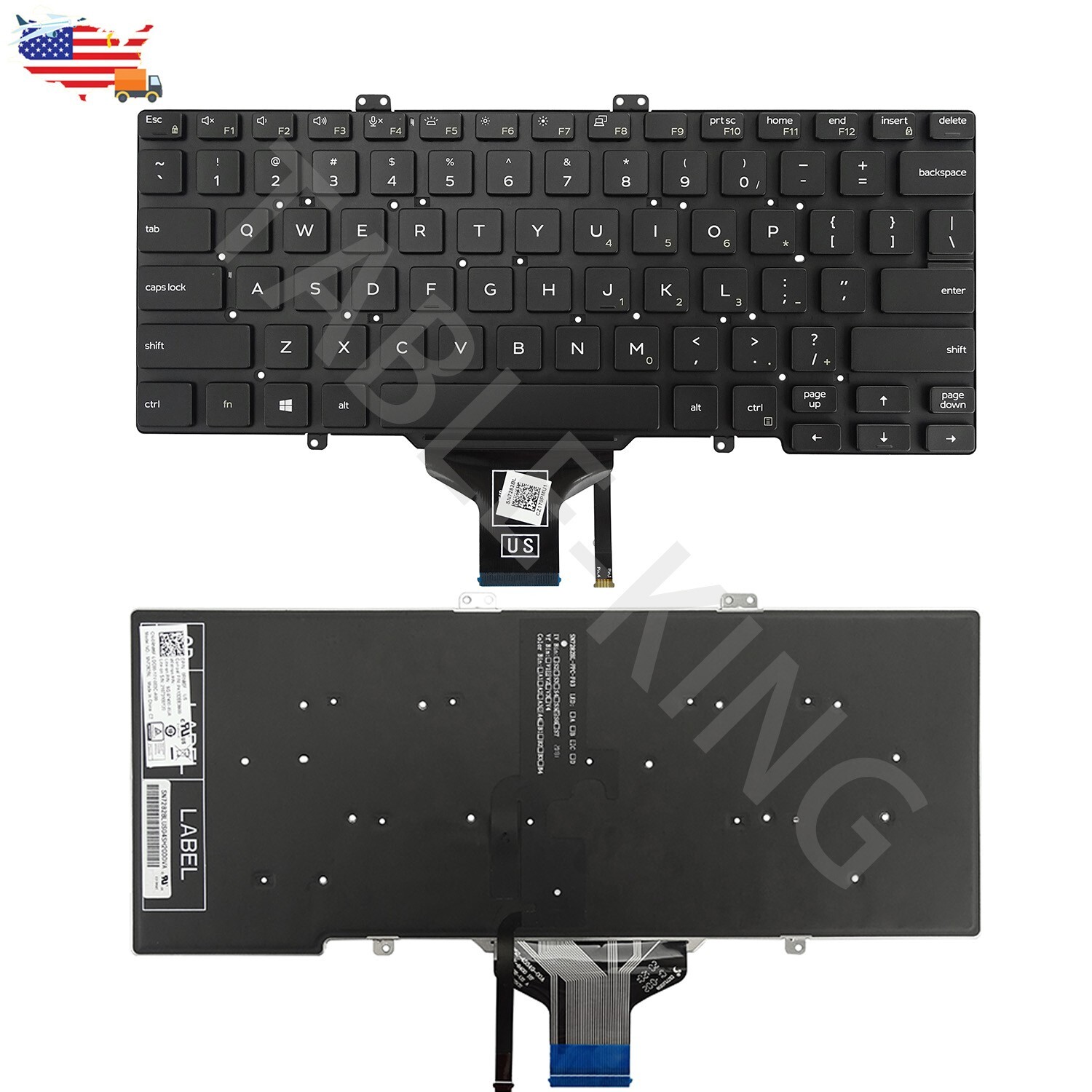 US Backlit Keyboard For Dell Latitude 5410 5411 5400 5401 (no L&R click No point