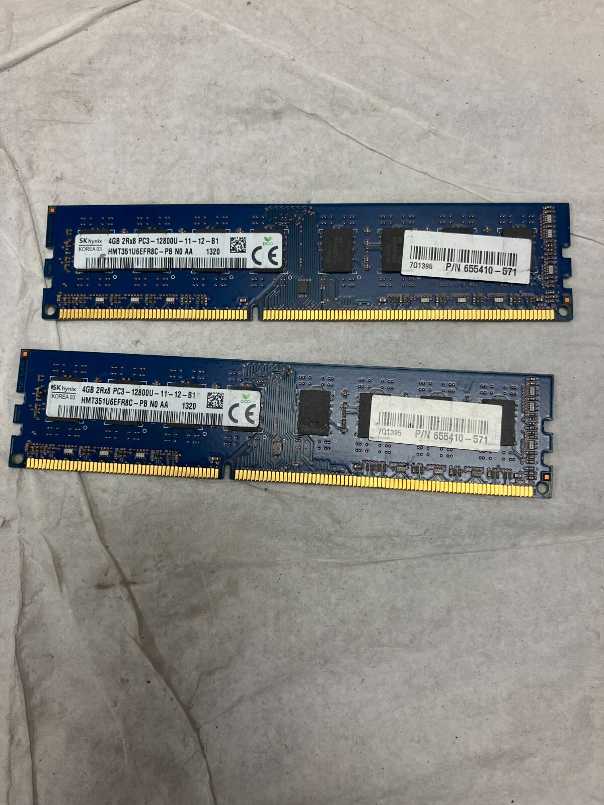 LOT OF 2 Hynix 4GB 2Rx8 PC3-12800U DDR3-1600MHz Desktop RAM HMT351U6EFR8C-PB