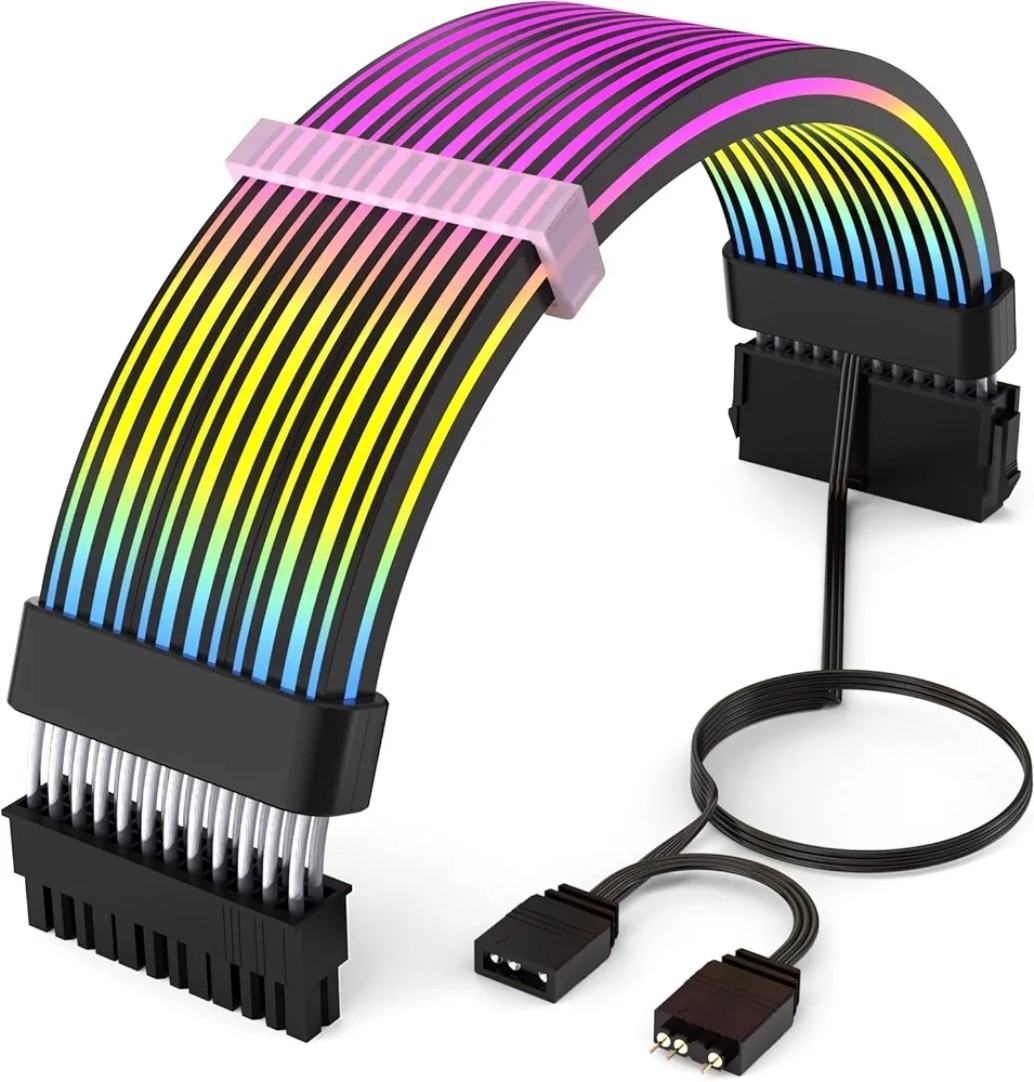 24-Pin ARGB PSU Extension Cable with 5V 3-Pin ARGB Connector