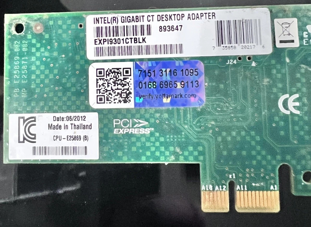 Intel Gigabit CT Desktop Adapter PCIe RJ-45 Network Card EXPI9301CTBLK 893647