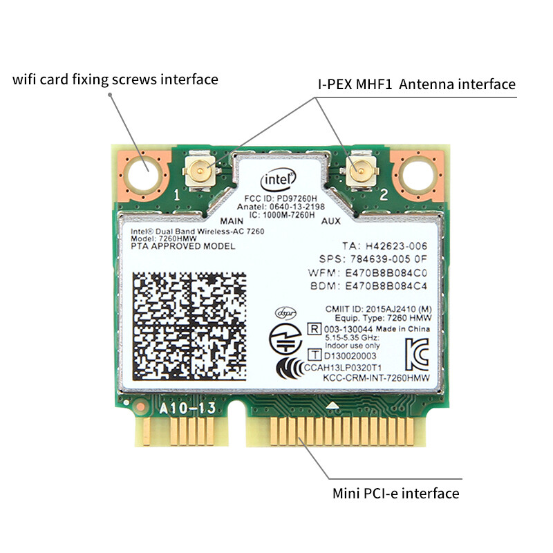 Wireless-AC 7260 7260HMW Mini PCIE Card Dual Band Bluetooth WiFi Card PC Adapter