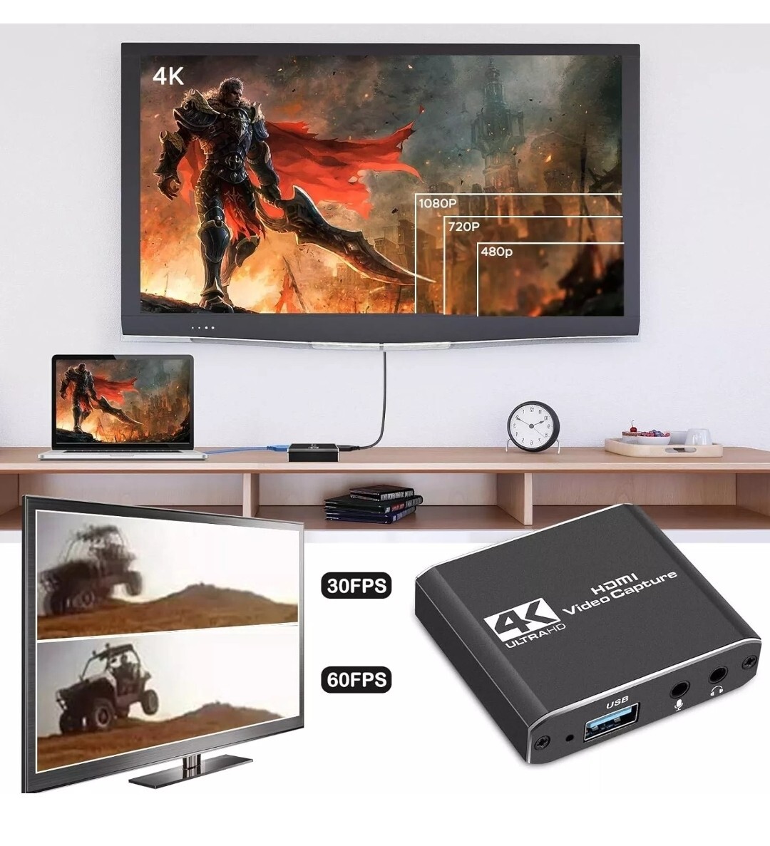 4K Audio Video Capture Card, USB 3.0 HDMI Video Capture Device Full HD Recording