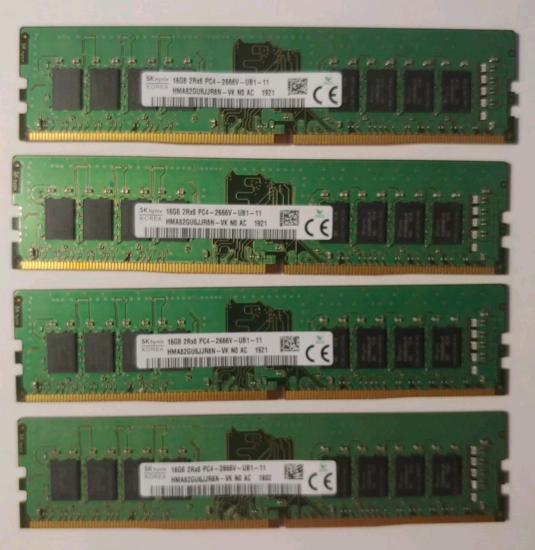 SK Hynix PC4-2666V-UB1-11 64GB (4x16GB) RAM DDR4 2666MHz HMA82GU6JJR8N-VK