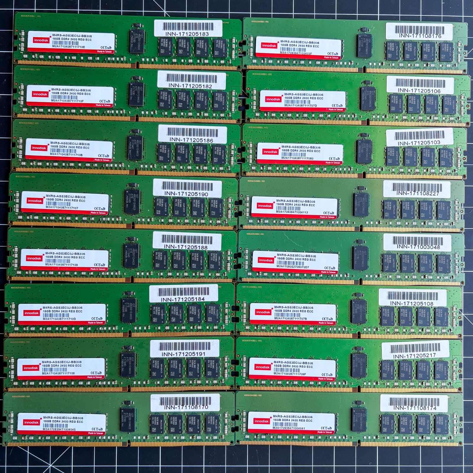 256GB (16×16GB) Innodisk DDR4-2400 ECC RDIMM Server RAM – M4RS-AGS3EC0J-BB306