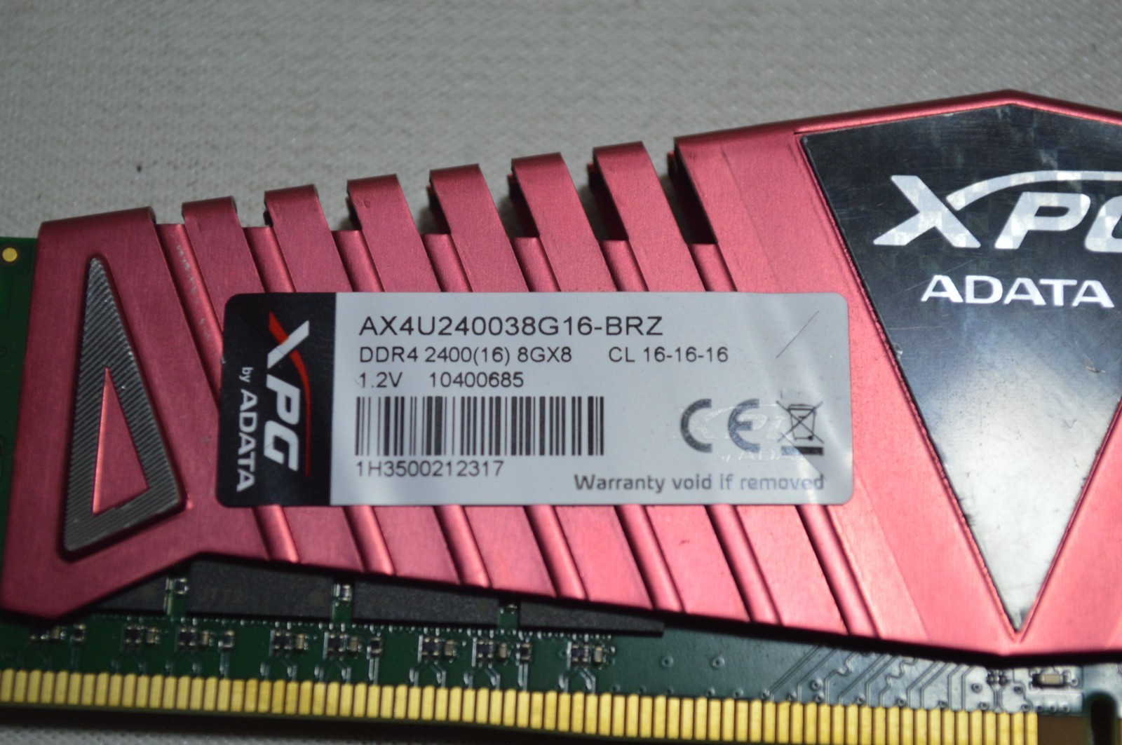 ADATA XPG PC4-19200 (DDR4-2400) 8GB Memory RAM AX4U240038G16-BRZ