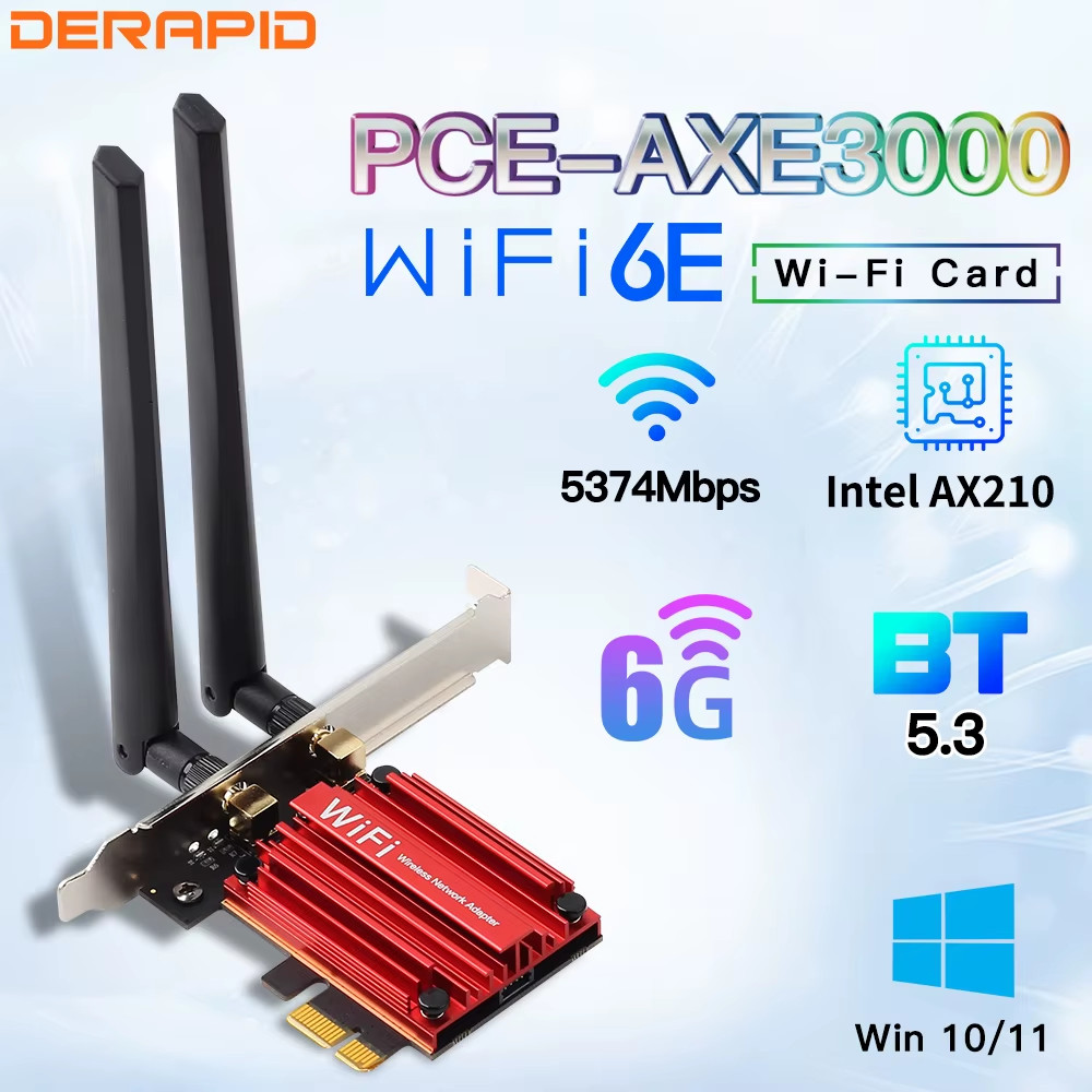 WiFi 6E AX210NGW AXE3000 Tri Band 2.4G/5G/6Ghz Wireless PCIE Adapter Compatible