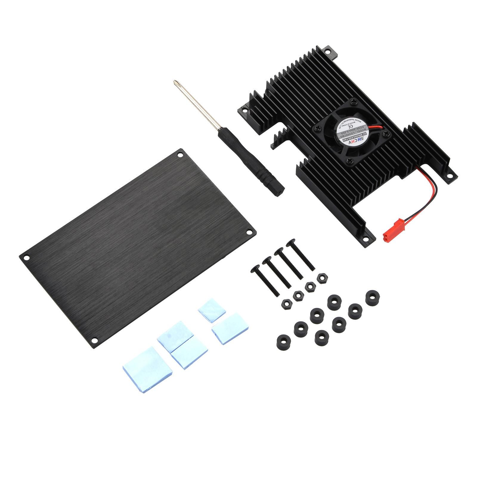 Aluminum Cover+Base+ Passive Cooling Fan+ Silicone Heatsinks For Orange Pi 5 N