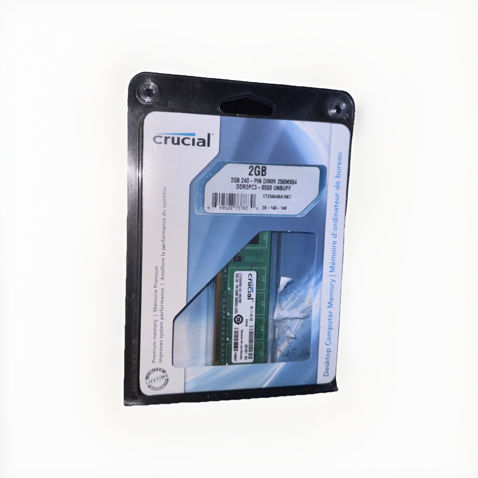 Crucial 2 GB 240- PIN DIMM 256MX64DDR3PC3-8500 UNBUFF CT25664BA1067