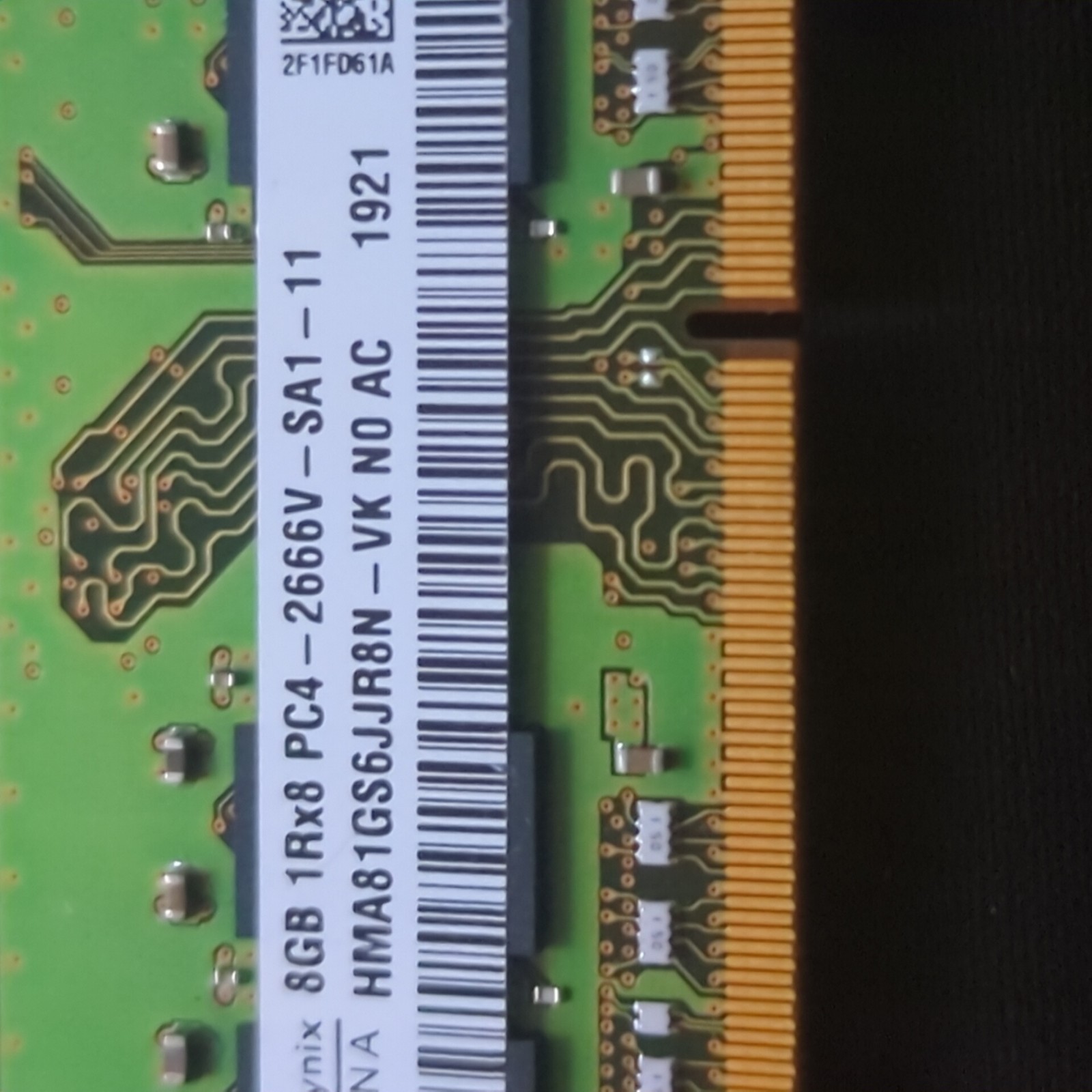 SK HYNIX HMA81GS6JJR8N-VK Laptop Memory 8GB DDR4 SODIMM 1Rx8