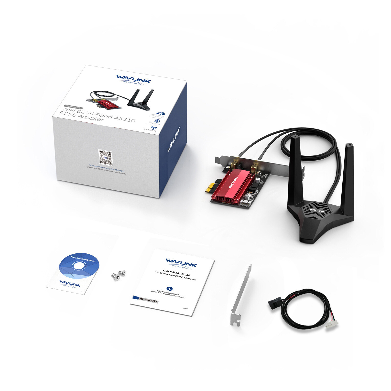 AX210 WiFi 6E PCI-E Network Adapter Card Bluetooth 5.3 Wifi Antenna for Desktop