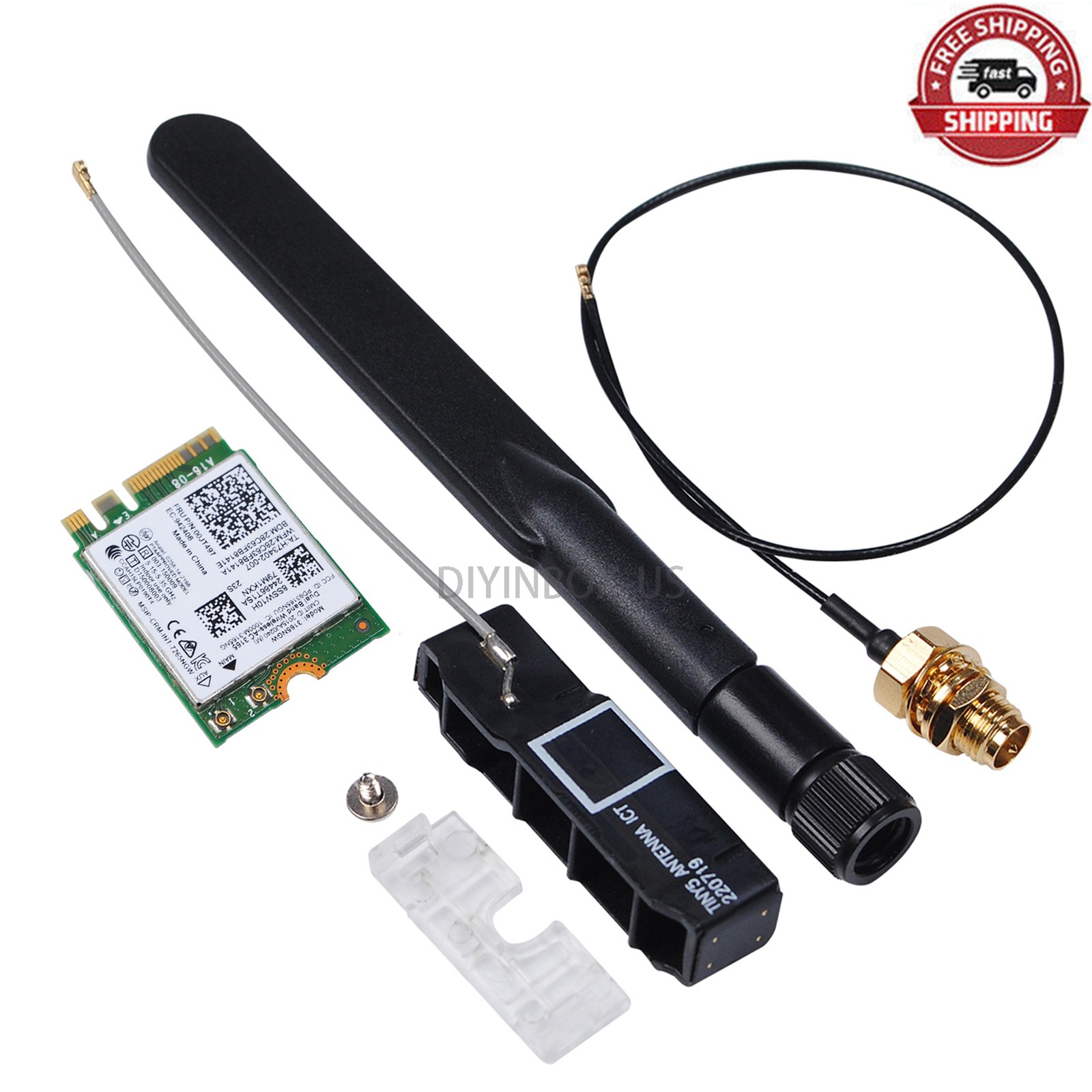 Wifi Antenna Cable Kit & Card For Lenovo ThinkCentre M720Q M710Q M920X M910 US