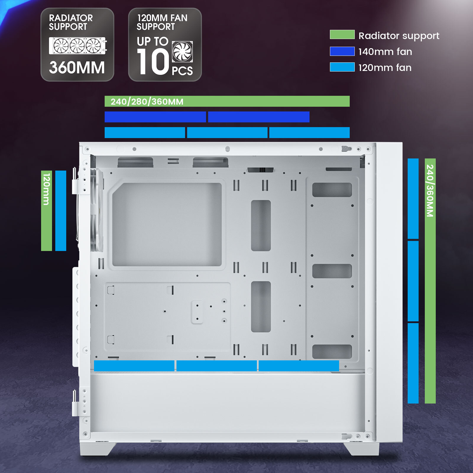VETROO AL800 Full Tower PC Computer Case E-ATX / ATX for 40 Series GPUs Typ-C