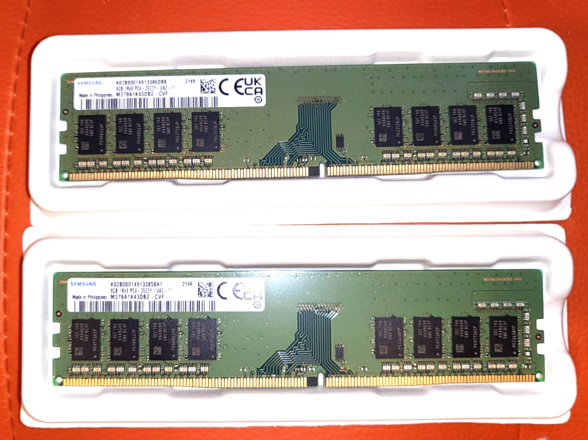 Samsung 16GB KIT (2x 8GB) PC4-2933Y DIMM DDR4 Non-ECC 288-Pin Desktop Memory RAM