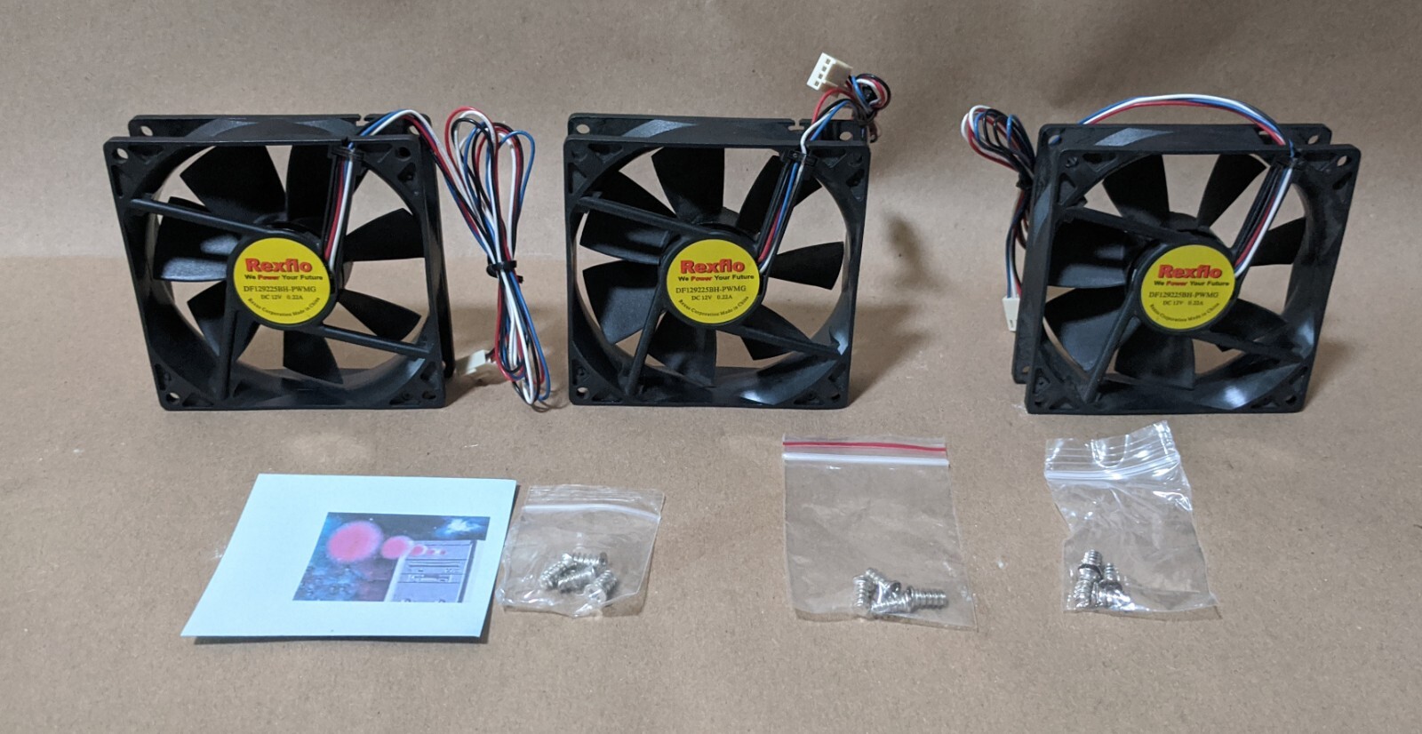 3-Pack Quiet Dual Ball Bearing 92mm x 25mm 3/4-Pin 12V 0.22A PC Case Cooling Fan