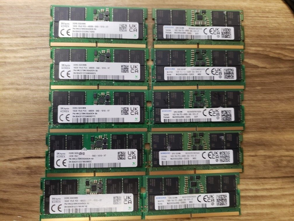 LOT of 20 16GB 1Rx8-PC5 4800B MHz DDR5-38400 SODIMM Laptop Memory RAM