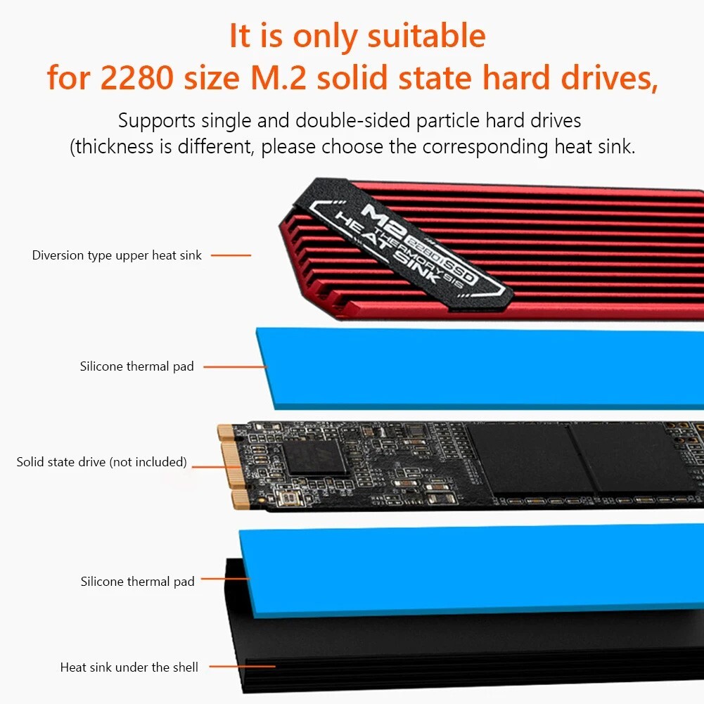 M.2 NVME NGFF 2280 PCIe SSD Copper Heatsink Radiation Fin for Laptop Notebook PC