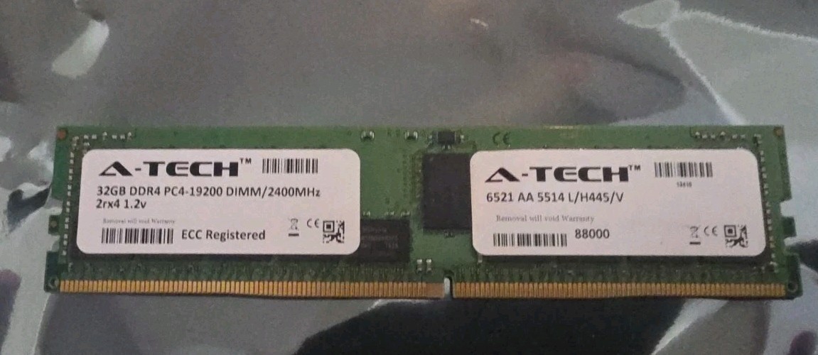 A-Tech 32GB 2Rx4 PC4-19200R DDR4 2400MHz ECC REG RDIMM Server Memory RAM