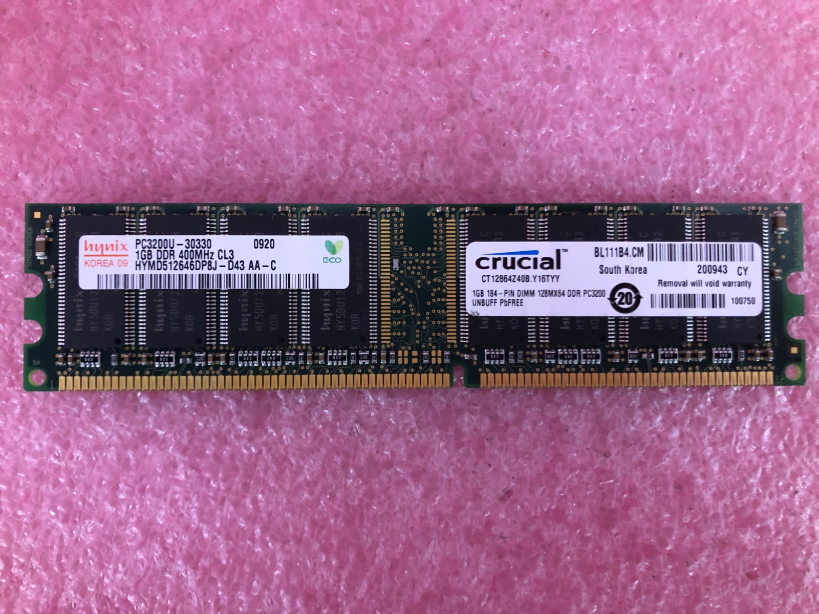 Strong-IT Hynix HYMD512646DP8J-D43 1GB DDR-400MHz PC3200U CL3 Memory