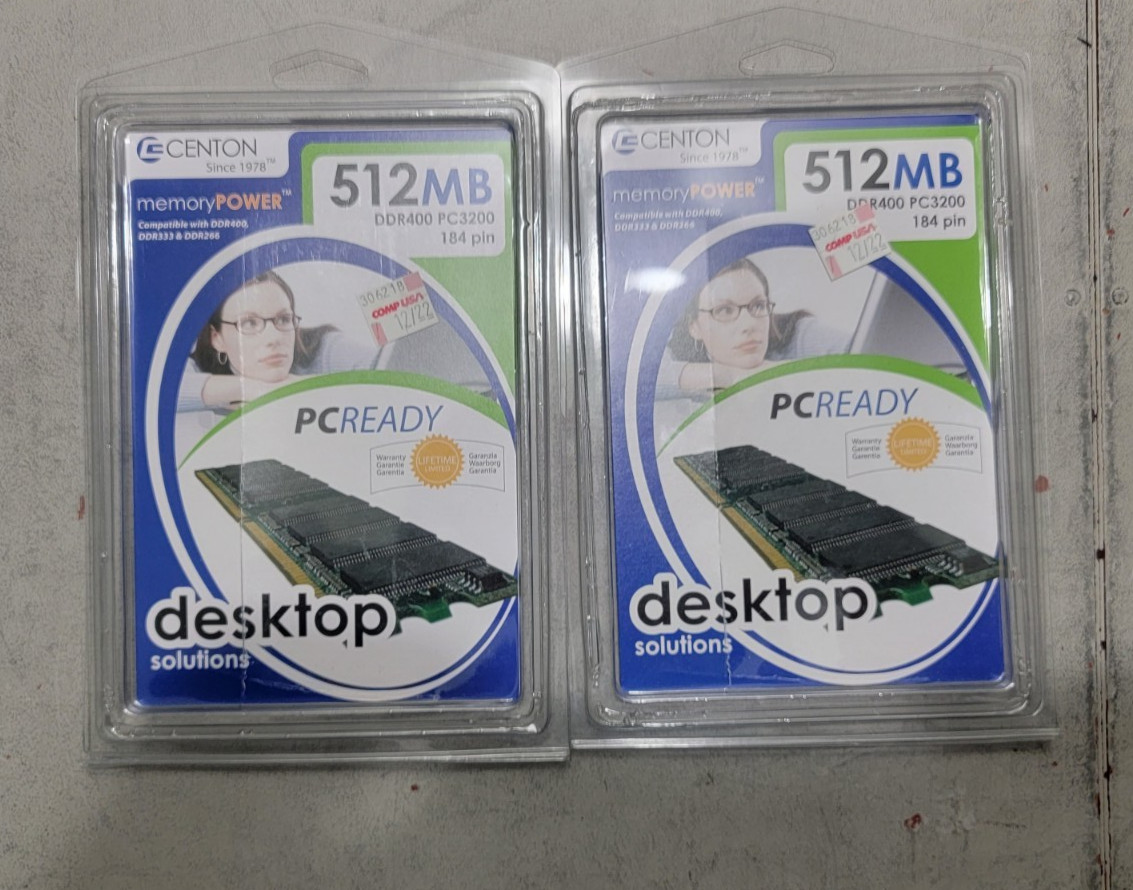 Centon 512MB DDR400 PC3200 RAM stick X 2