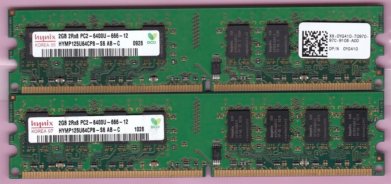 4GB 2x2GB PC2-6400 DDR2-800 HYNIX HYMP125U64CP8-S6 AB-C Desktop Ram Memory Kit