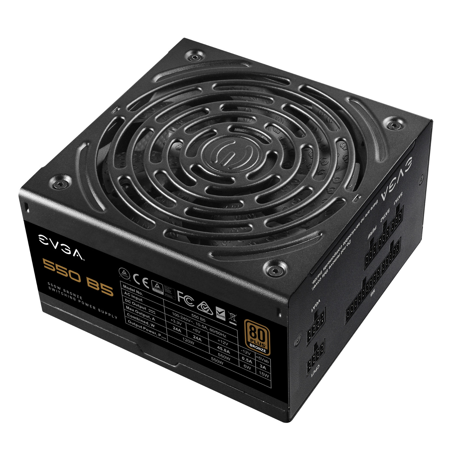 EVGA 550 B5, 80 Plus BRONZE 550W, Fully Modular, EVGA ECO Mode,(worldwide volts)