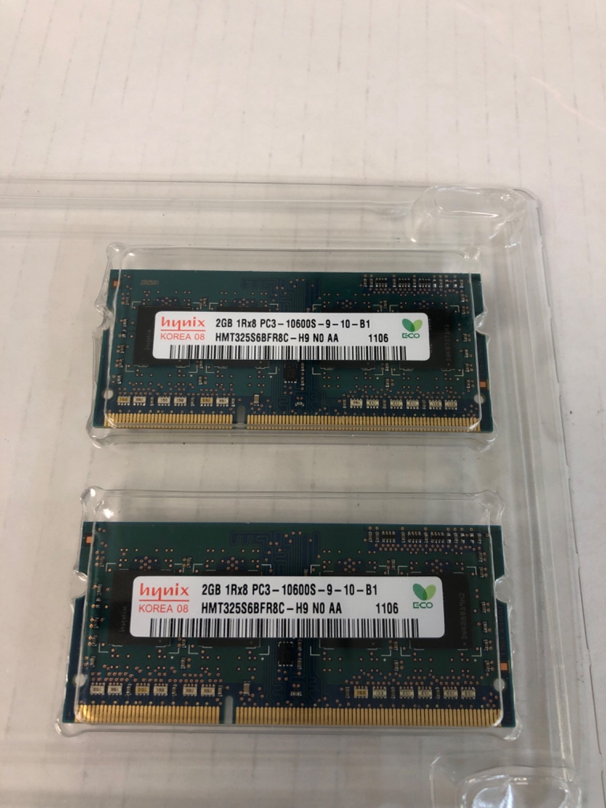 LOT OF 2 HYNIX 2GB 1Rx8 PC3 – 10600S – 9-10-81 HMT325S68FR8C – H9 N0 AA 1106