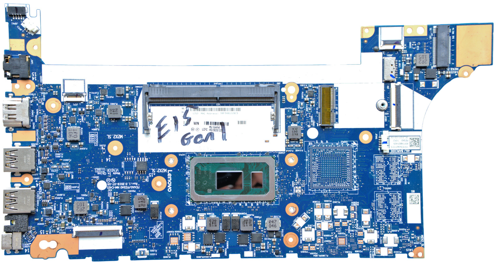 5B20S72223 For Lenovo ThinkPad E15 Gen 2 i5-10210U 1.6GHz NM-C421 Motherboard