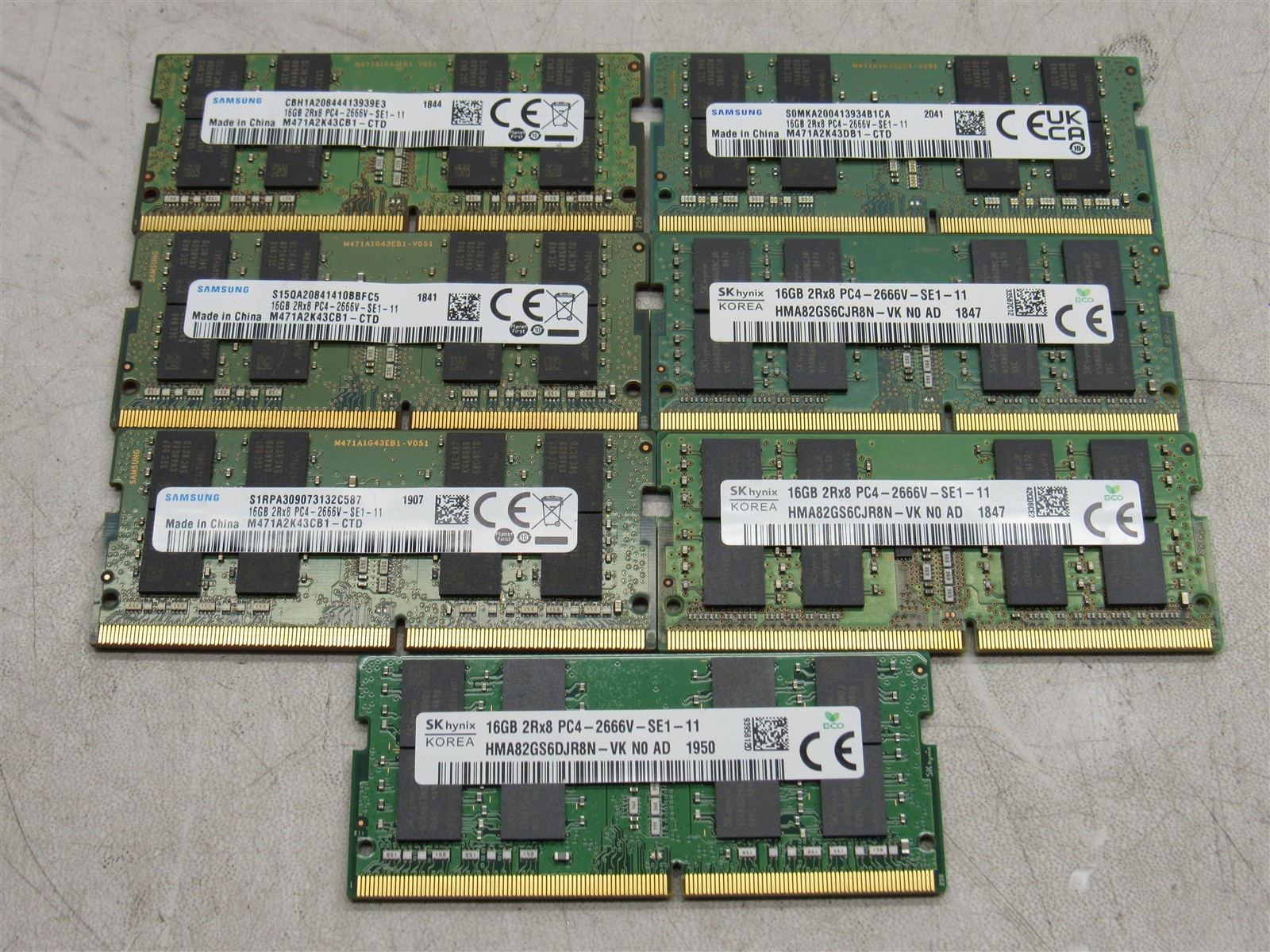 7 LOT – 16GB PC4-2666V DDR4 21300 SODIMM RAM for LAPTOP – MAJOR BRANDS