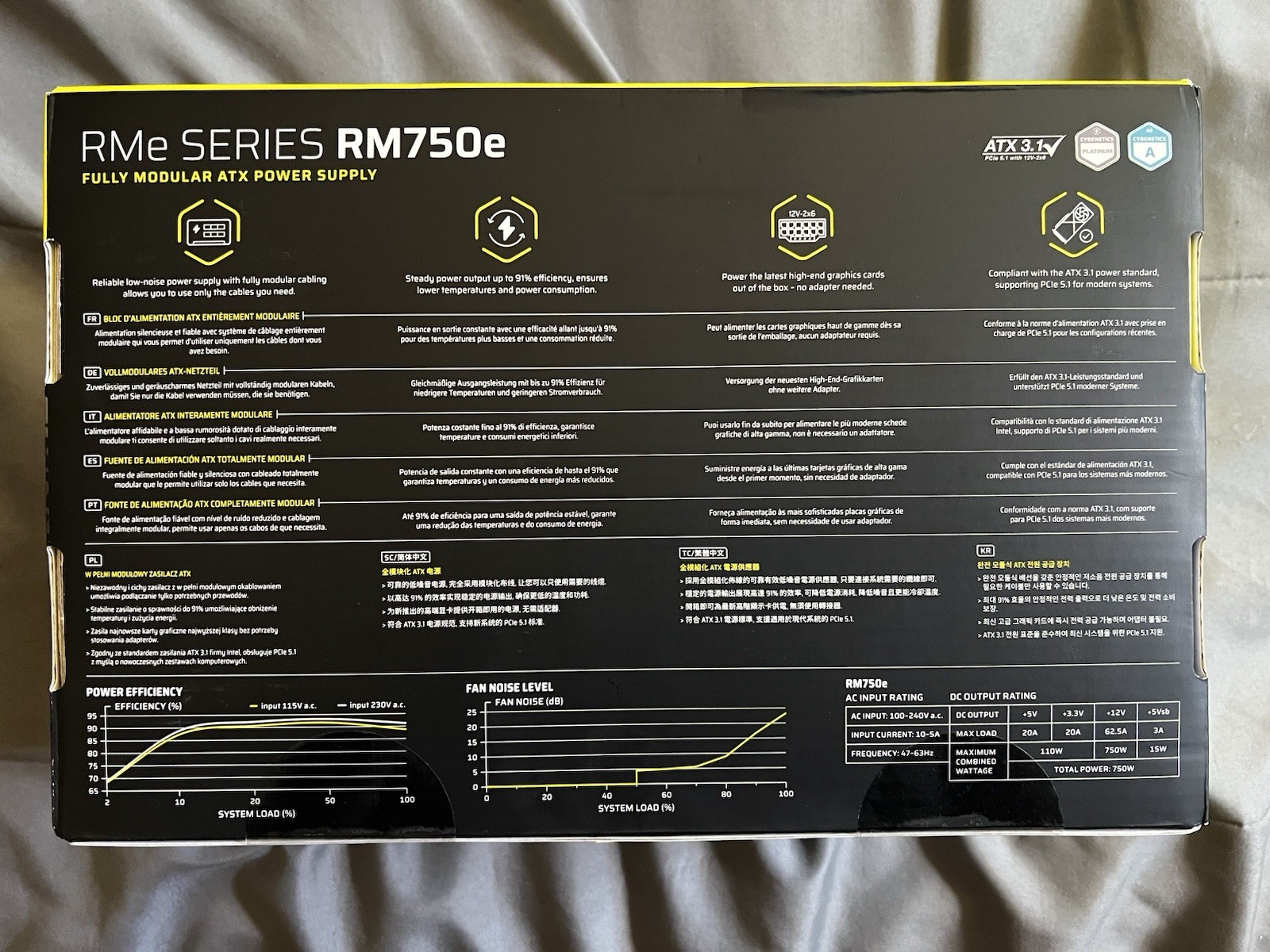 Corsair RM750e RMe Series Fully Modular ATX 750W Power Supply, 24 Pin, 1 Fan