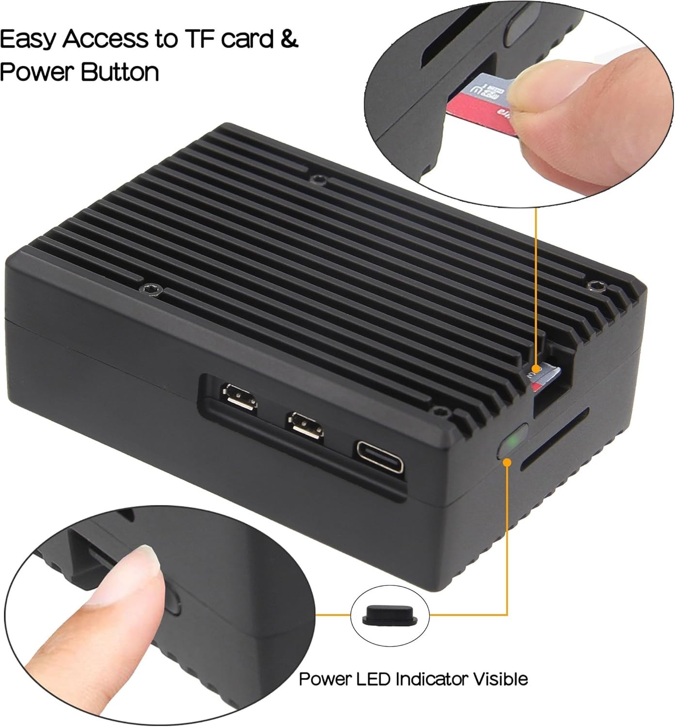 P573 Aluminum Case for Raspberry Pi 5, Fanless Heavy-Duty Passive Cooling Arm…