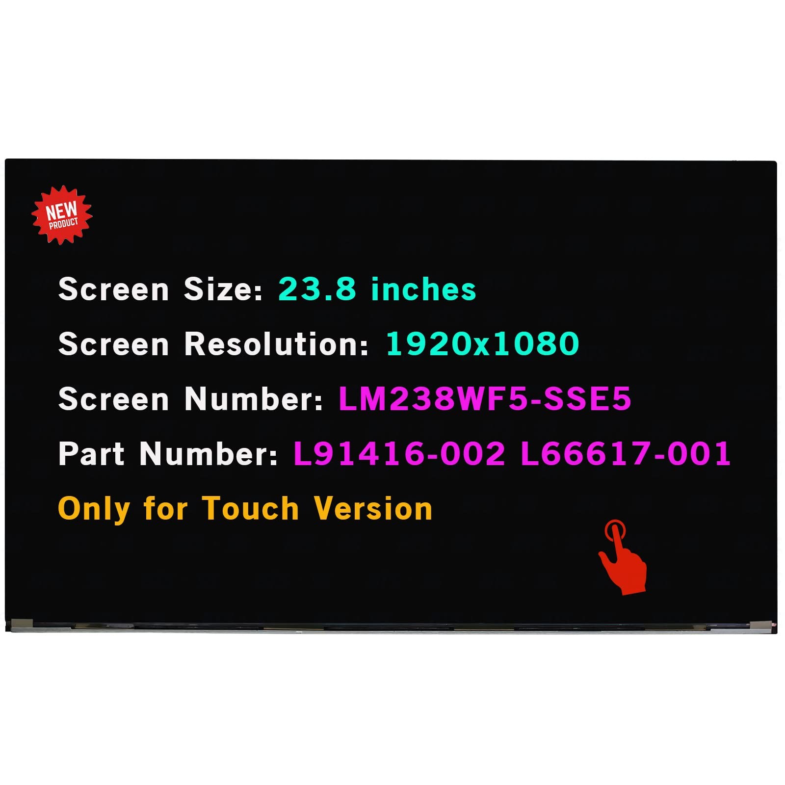 L91416-002 LCD Touch Screen Replacement LM238WF5-SSE5 for HP 24-df0014 Display